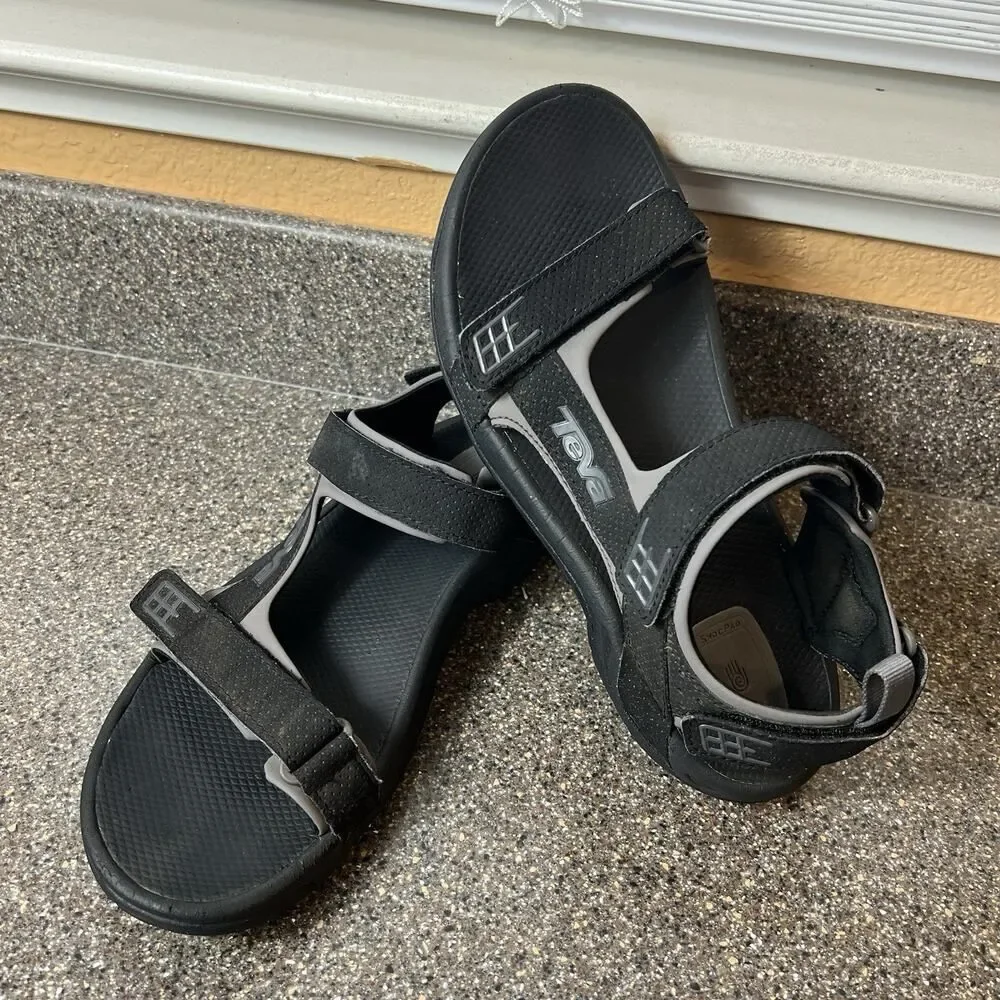 Teva Men's Size 9 Outdoor Summer Beach Sandals Arch Support Black Snap Synthetic